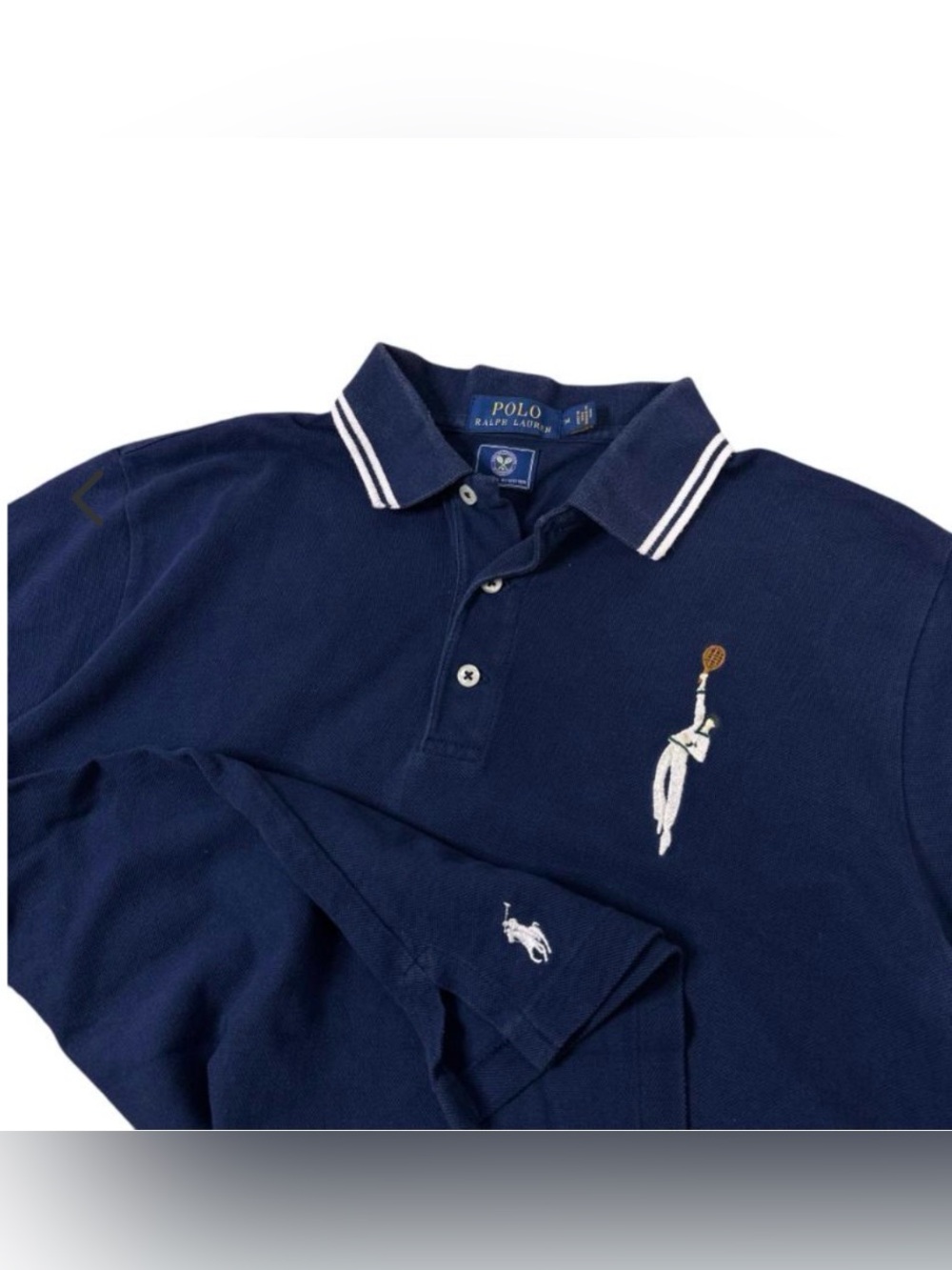 Vintage Polo Ralph Lauren Wimbledon Official Outfitter Polo Shirt Navy Blue XXL